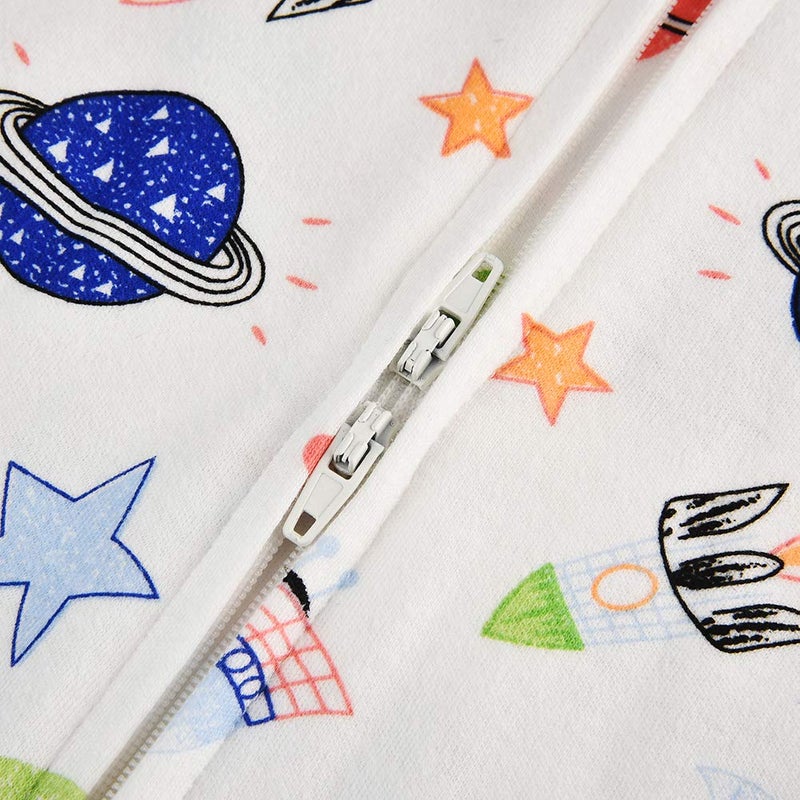 Aablexema Baby Footie Pajamas with Mittens - 3Pcs Infant Cotton Footed One Piece Sleepwear Outfits(0-3M, Space/Vehicle/Whale) - Image 5